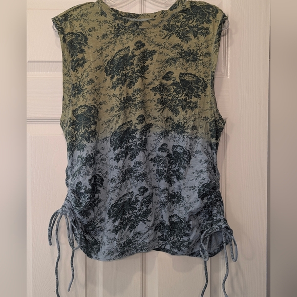 Pilcro Tops - Pilcro Green and Blue Floral Ombre Tank Top